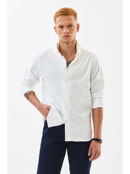 Snitch - White Textured Full Sleeves Slim Casual Shirt for Men