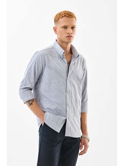 Snitch - Light Blue Textured Full Sleeves Slim Casual Shirt for Men
