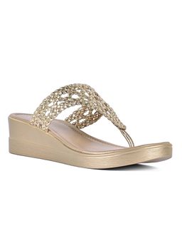 Vanilla Moon - Women Gold Round Toe Wedges