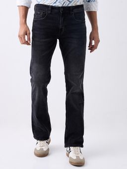 Spykar - Black Mid Rise Regular Casual Jeans
