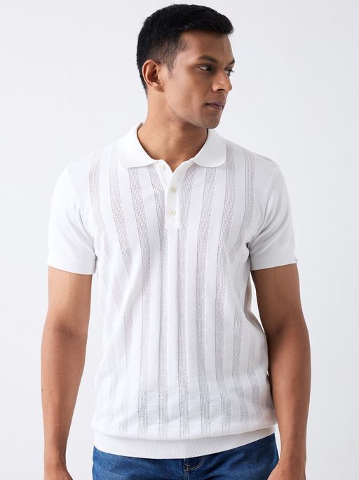 Spykar Regular Fit Casual White Sweater