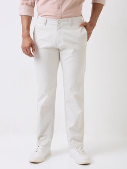 Spykar - White Mid Rise Comfort Fit Casual Trouser