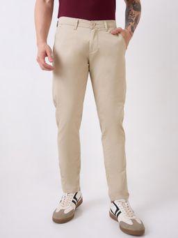Spykar - Beige Mid Rise Slim Fit Casual Trouser