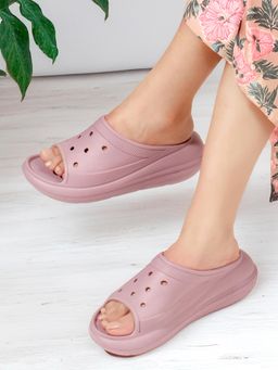 Carlton London - Women Pink Perforated Cushioned Sliders