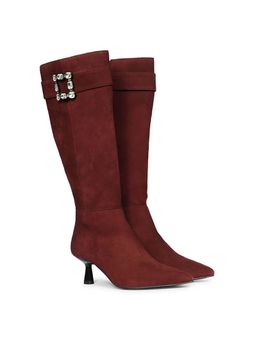 Saint G - Women Bordo Red Leather Long Boots
