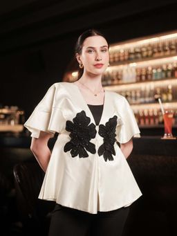 Sainy Garg Couture - Luxe Petal Ivory Top