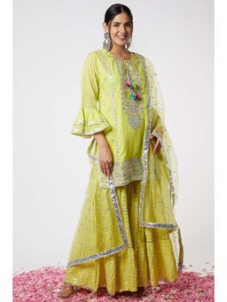 Gopi Vaid - Noor Kurta with Line Sharara (Set of 3)