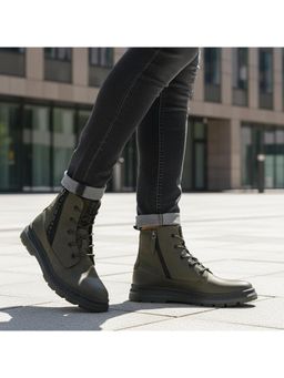 Bugatti - Drake Dark Green Premium Leather Comfort Casual Boots