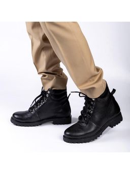 Monkstory - Rugged High-Ankle Casual Boots - Black