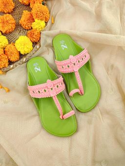 The Madras Trunk - Women Kolhapuri in Pink