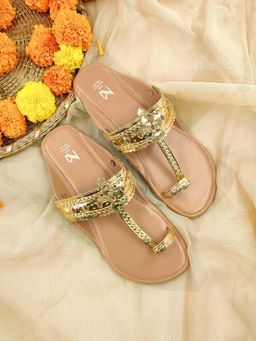 The Madras Trunk - Women Kolhapuri in Gold