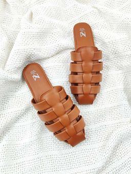 The Madras Trunk - Women Flat Mules in Brown