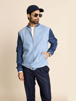 Gargee Designers - Suede Solid/Plain Blue Jacket