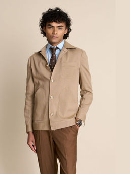 Gargee Designers - Polyester Solid/Plain Beige Shacket
