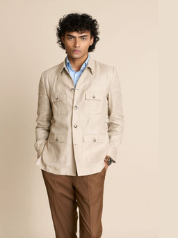 Gargee Designers - Linen Solid/Plain Beige Shacket