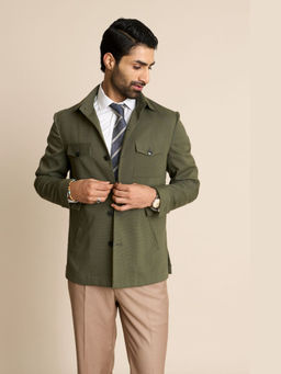 Gargee Designers - Polyester Solid/Plain Green Shacket