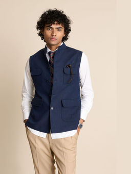 Gargee Designers - Linen Solid/Plain Blue Jacket