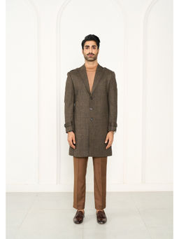 Gargee Designers - Wool Solid/Plain Brown Long Coat