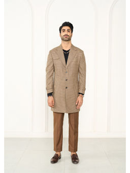 Gargee Designers - Wool Checks Brown Long Coat