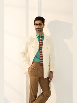 Gargee Designers - Linen Solid/Plain Ivory Shacket