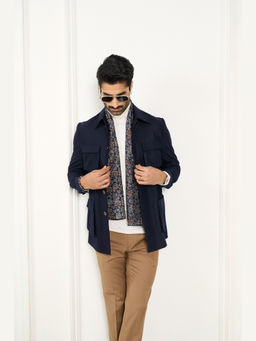 Gargee Designers - Wool Solid/Plain Vy Blue Shacket
