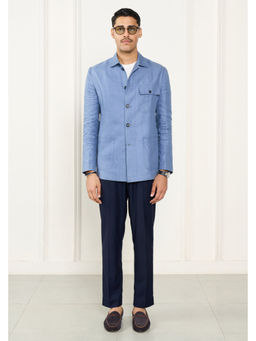 Gargee Designers - Linen Solid/Plain Blue Shacket