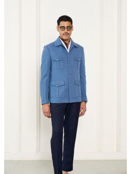 Gargee Designers - Polyviscose Solid/Plain Blue Shacket