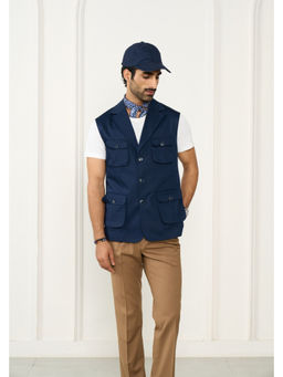 Gargee Designers - Pure Cotton Solid/Plain Vy Blue Jacket