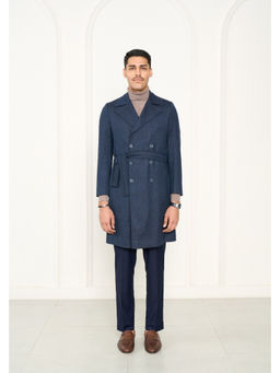 Gargee Designers - Wool Solid/Plain Blue Long Coat