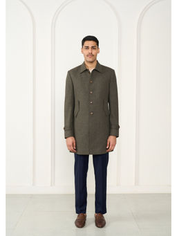 Gargee Designers - Wool Textured Green Long Coat