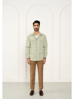 Gargee Designers - Poly Viscose Lycra Solid/Plain Green Shacket