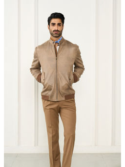Gargee Designers - Leather Solid/Plain Beige Jacket
