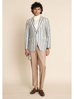 Gargee Designers - Wool Stripes Notched Lapel Blazer
