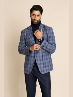 Gargee Designers - Wool Checks Notched Lapel Blazer