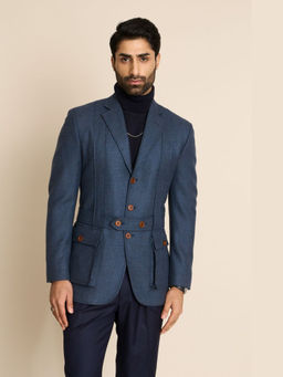 Gargee Designers - Wool Solid Notched Lapel Blazer