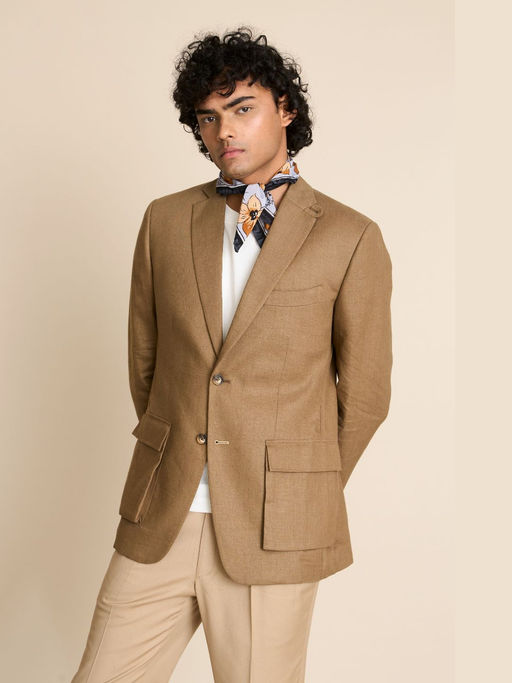 Gargee Designers Linen Solid Notched Lapel Blazer