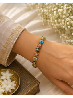 Miora - Multicolor Navratna Floral Bracelet