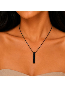 Ruby Raang Studio - Black Bar Pendant Ball Chain Necklace