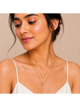 Ruby Raang Studio - White Yugal Double Chain Ball Pendant Necklace