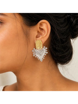 Ruby Raang Studio - Dual-Tone Glitter Stud with Silver Spike Tassel Earrings