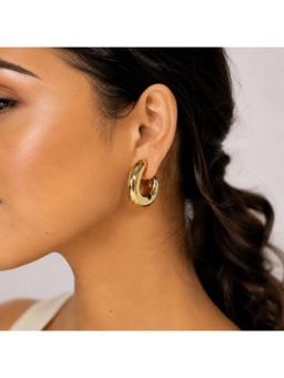 Ruby Raang Studio - Chunky Gold Dome Tube Hoop Earrings