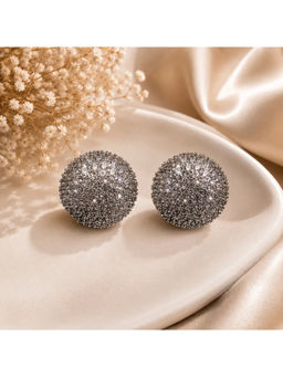 Ruby Raang Studio - White Micro Pave Dome Ball Stud Earrings