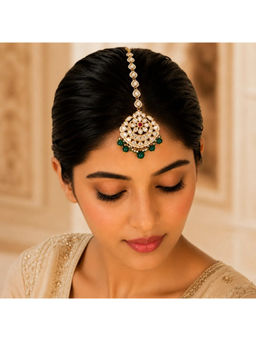 Ruby Raang Studio - Multi-Color Grand Kundan Chandbali Maang Tikka