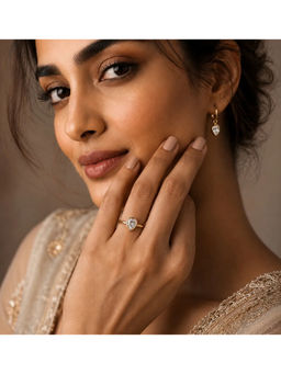 Ruby Raang Studio - Gold Pear-Shaped CZ Teardrop Solitaire Ring