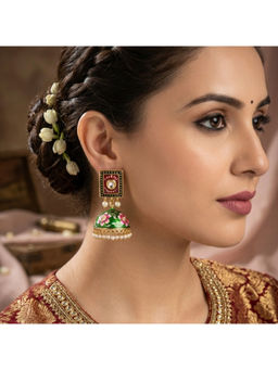 Ruby Raang Studio - Panna Meenakari Jhumka