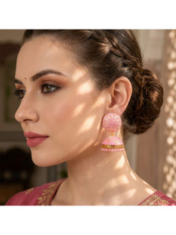 Ruby Raang Studio - Pink Gulabi Bahaar Jhumka Earrings