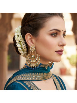 Ruby Raang Studio - Multi-Color Chand Kundan Chandbali Earrings