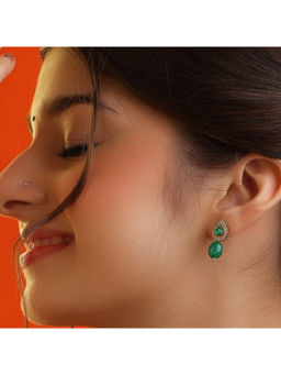 Ruby Raang Studio - Green Panna Mahal Emerald Teardrop Drop Earrings