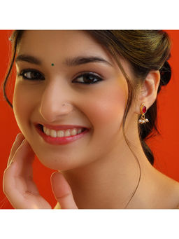 Ruby Raang Studio - Red Laal Buti Ruby Marquise Drop Earrings