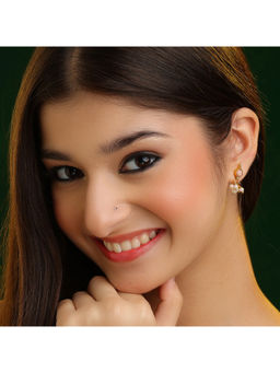Ruby Raang Studio - Gulabi Pink Stone and Pearl Drop Earrings